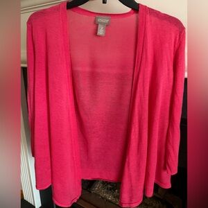 Chicos Size‎ 2 Womens Large Coral Summer Romance Sweater Open Cardigan